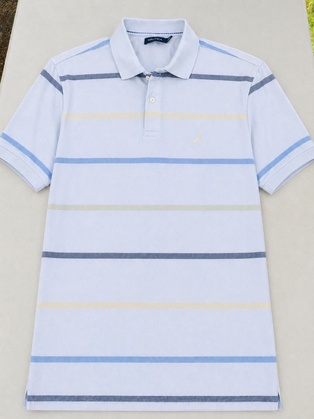 Nautica Men's Light Blue Polo with Navy Trim Short Sleeve 3xl